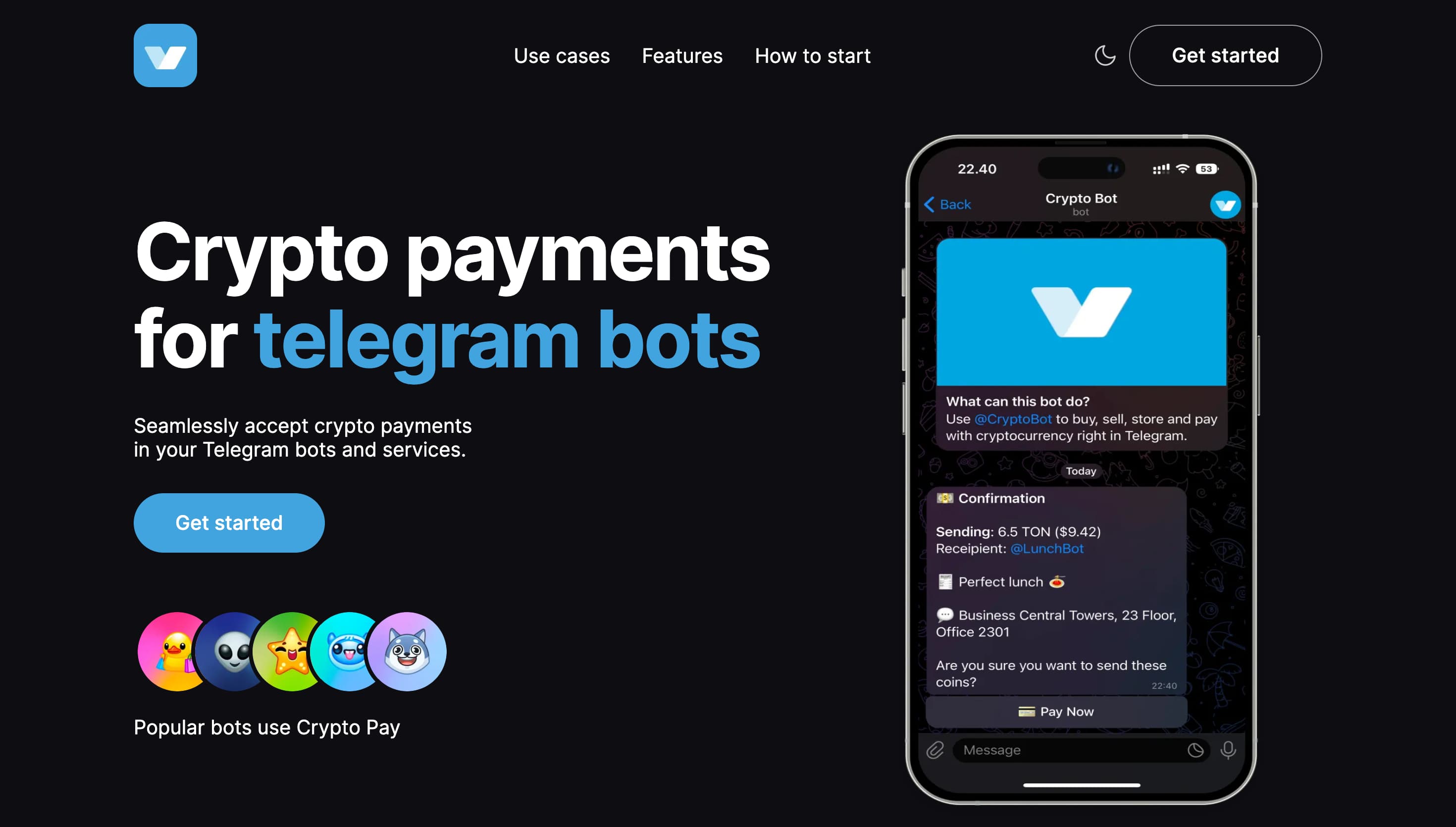 CryptoPay hero section